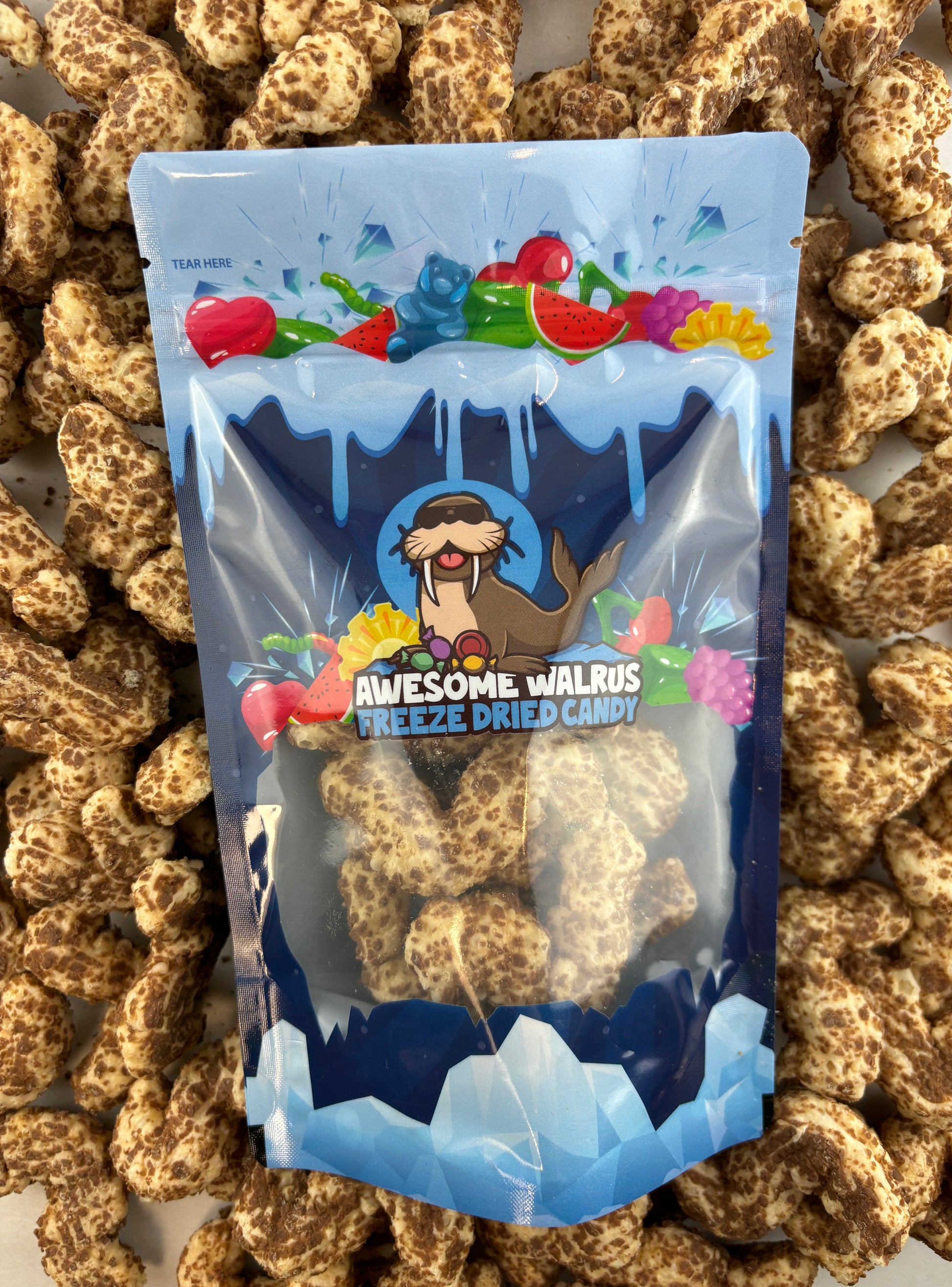 Awesome Walrus Curly Wurly Bites freeze-dried sweets – crunchy, caramel, and chocolate snack