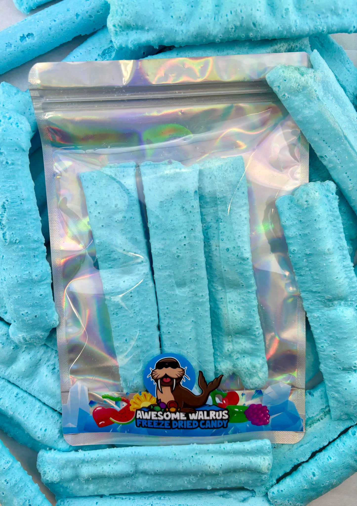 Toxic Waste Sour Blue Raspberry Bars Freeze Dried
